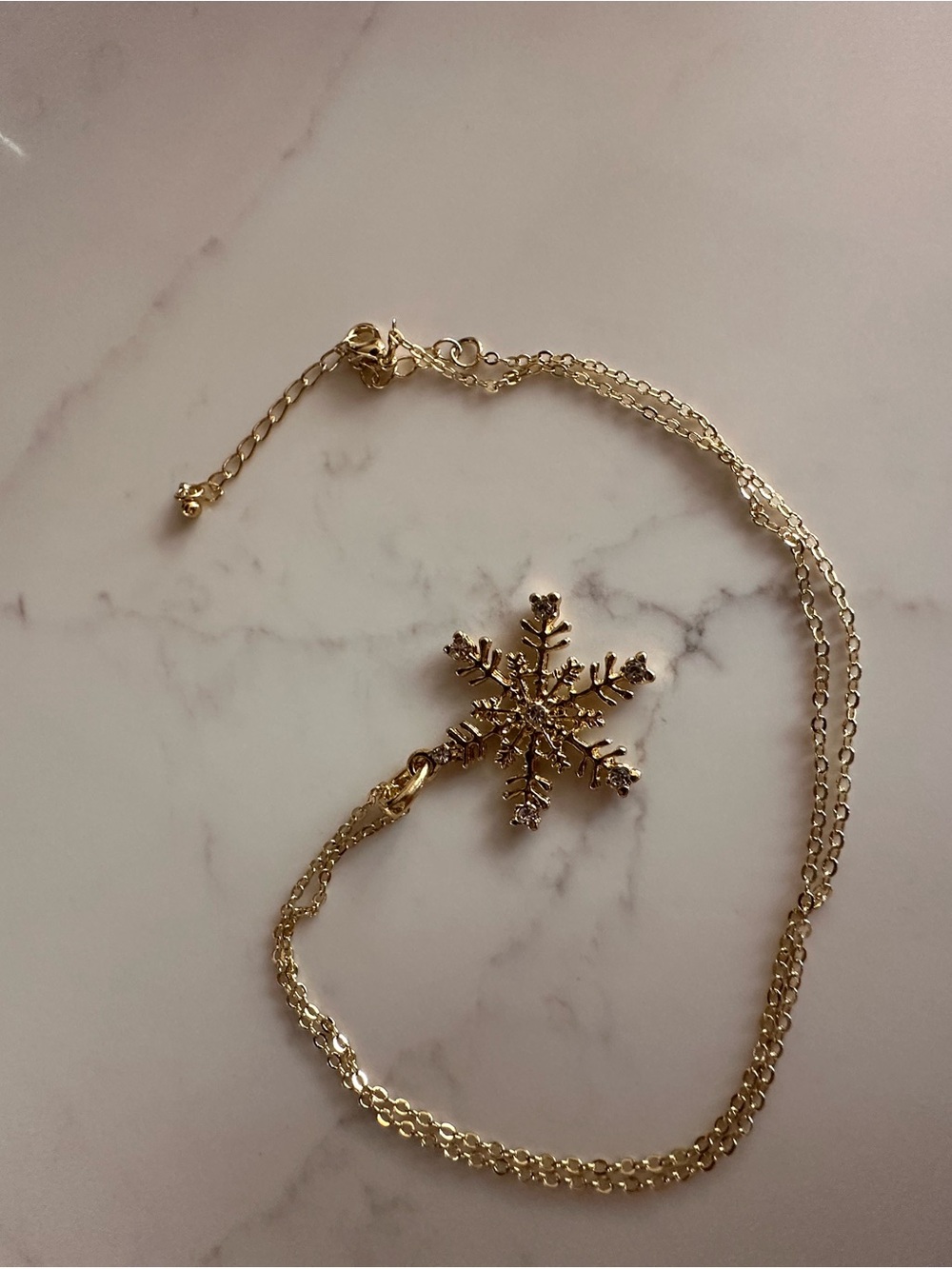 Gold Snowflake Pendant Necklace - Women's Christmas Holiday Jewelry